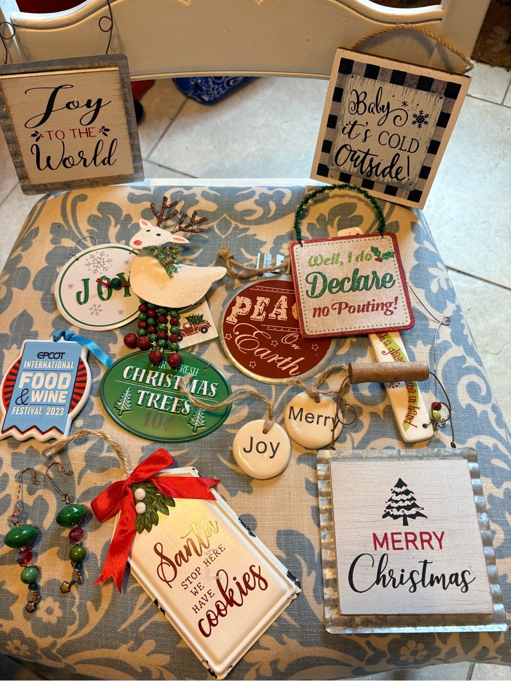 Source Unknown Red, Green, White Christmas Ornament Assortment